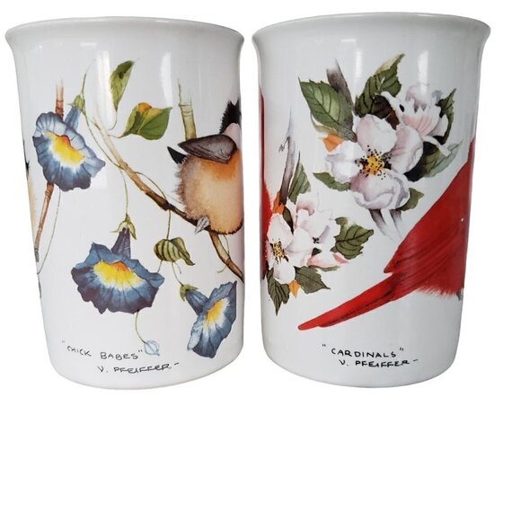 Vintage Valerie Pfeiffer Capilano Birds Canadian Design 3 Coffee Mugs - Picture 8 of 12